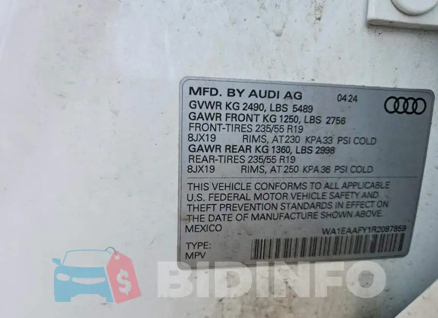 WA1EAAFY1R2087859 Photo# 13