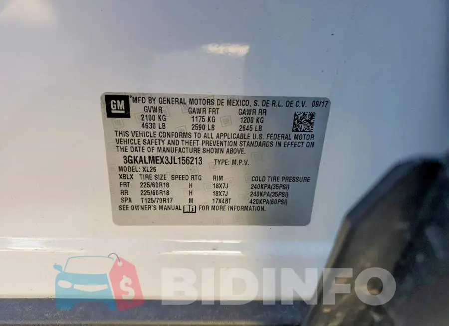 3GKALMEX3JL156213 Photo# 13