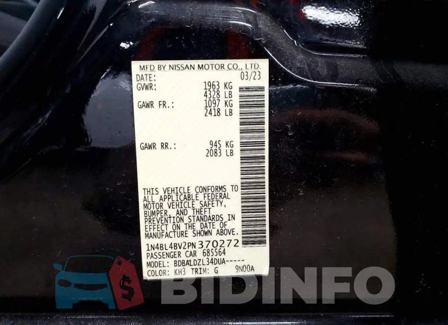 1N4BL4BV2PN370272 Photo# 12