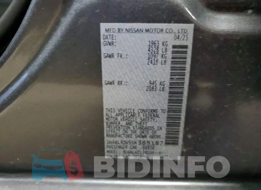 1N4BL4DV5SN388187 Photo# 12
