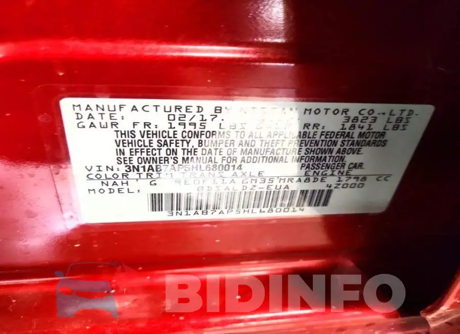 3N1AB7AP5HL680014 Photo# 13