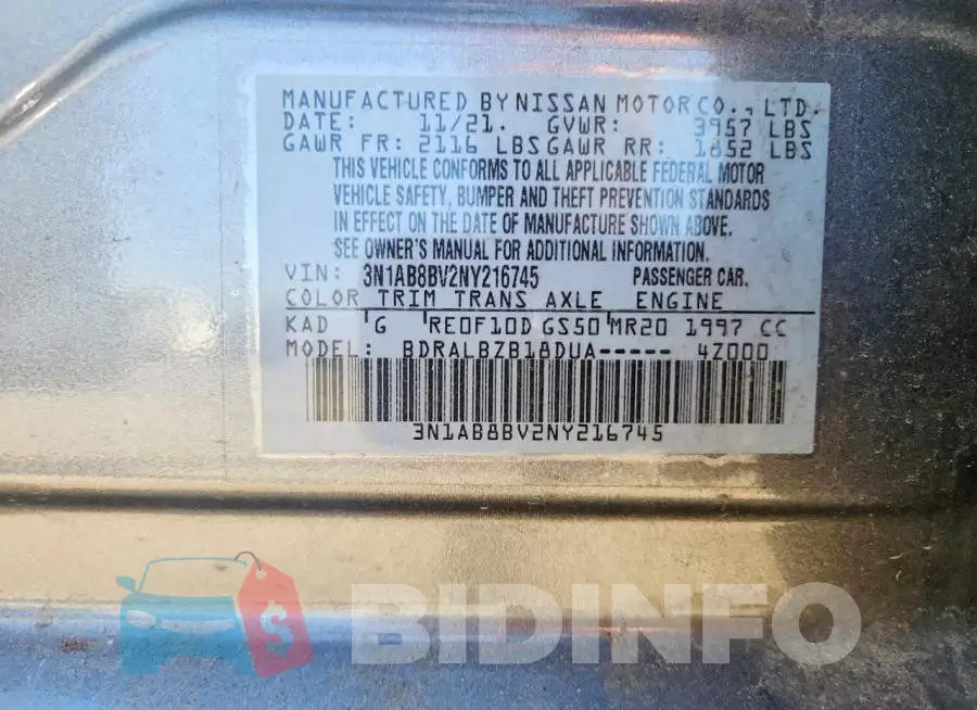 3N1AB8BV2NY216745 Photo# 12
