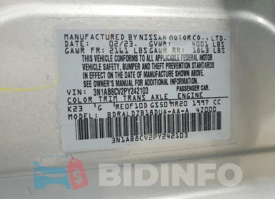 3N1AB8CV2PY242103 Photo# 12