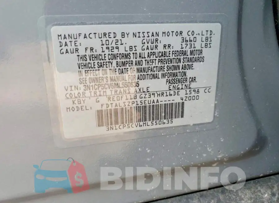 3N1CP5CV6ML550635 Photo# 12