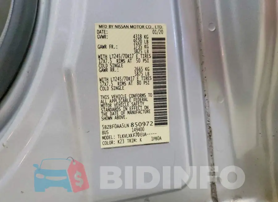 5BZBF0AA5LN850972 Photo# 13