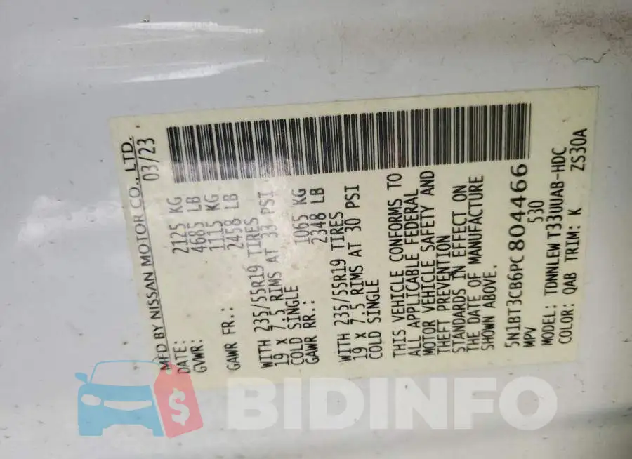 5N1BT3CB6PC804466 Photo# 12