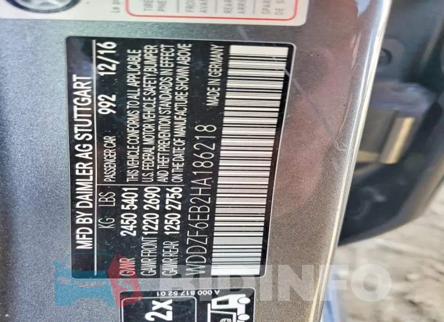 WDDZF6EB2HA186218 Photo# 12