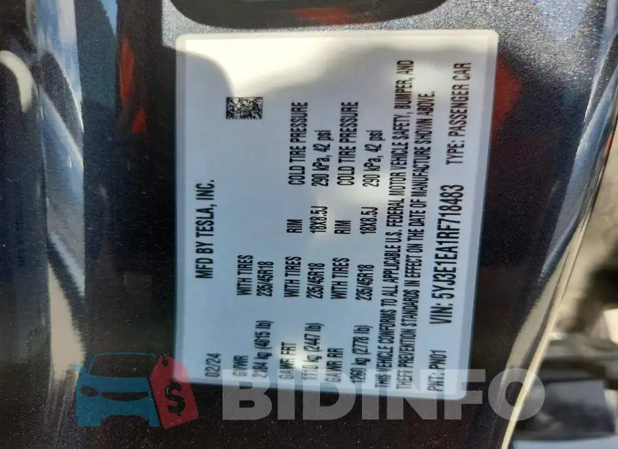 5YJ3E1EA1RF718483 Photo# 12