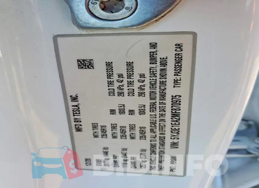 5YJ3E1EA2MF870975 Photo# 12