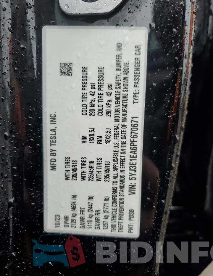 5YJ3E1EA6PF670671 Photo# 12
