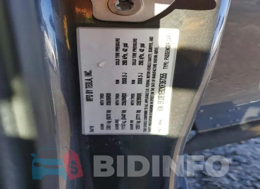 5YJ3E1EB2KF367355 Photo# 12