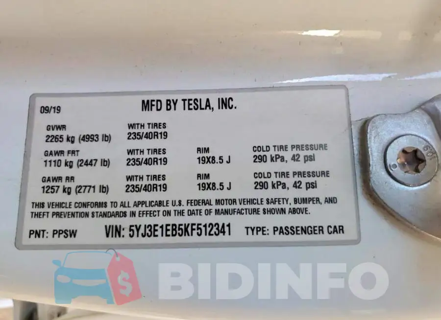 5YJ3E1EB5KF512341 Photo# 12
