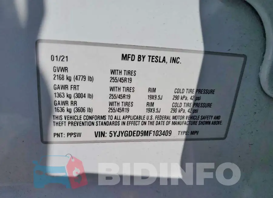 5YJYGDED9MF103409 Photo# 13