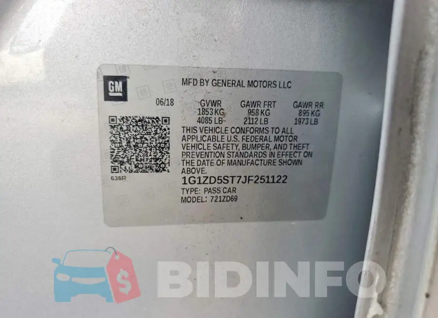 1G1ZD5ST7JF251122 Photo# 12