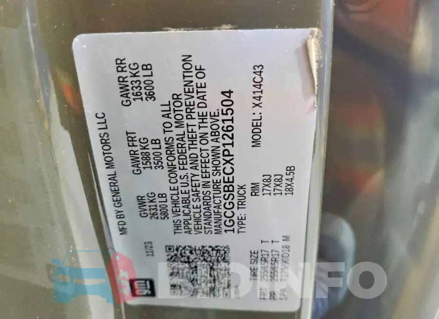 1GCGSBECXP1261504 Photo# 12