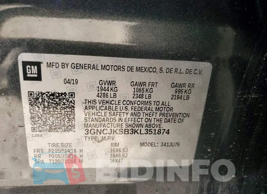 3GNCJKSB3KL351874 Photo# 13