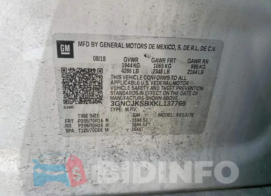 3GNCJKSBXKL137769 Photo# 13