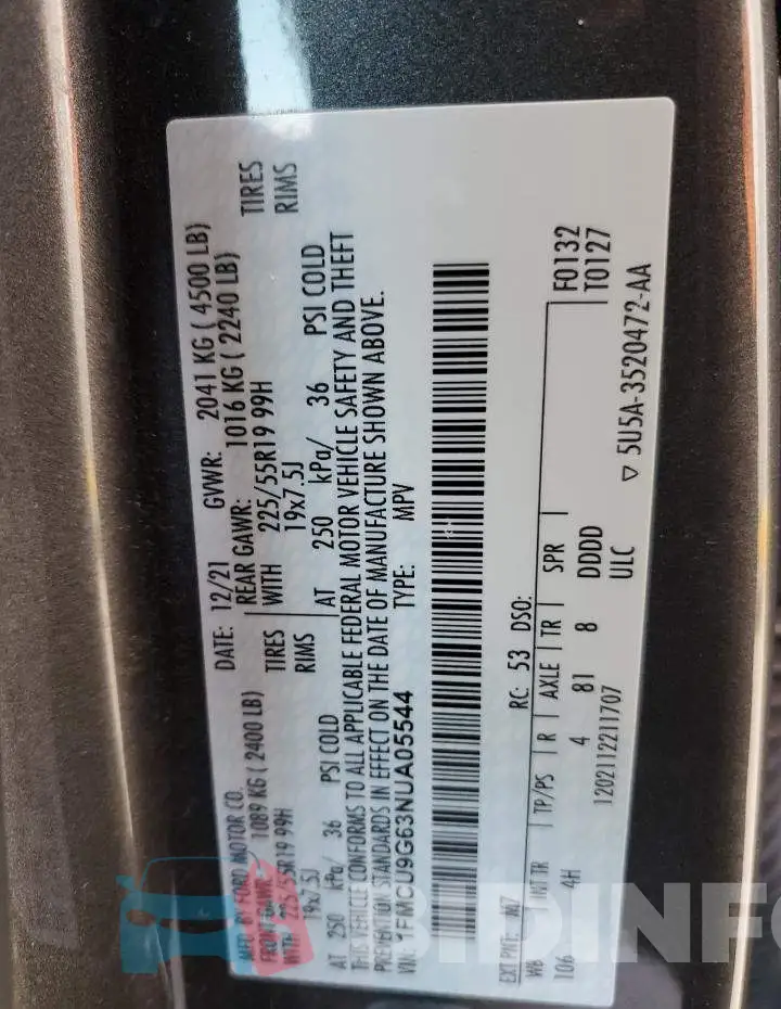 1FMCU9G63NUA05544 Photo# 12