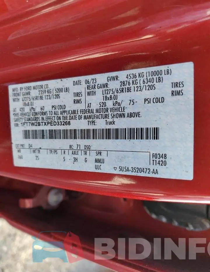 1FT7W2BTXPED33268 Photo# 12