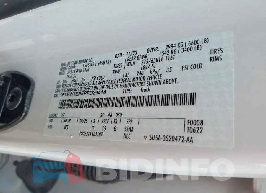 1FTEW1EP5PFD29414 Photo# 12