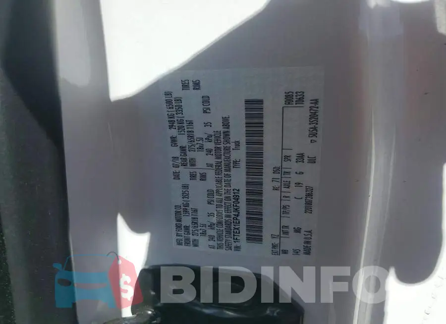 1FTEX1EP4JKF04912 Photo# 12