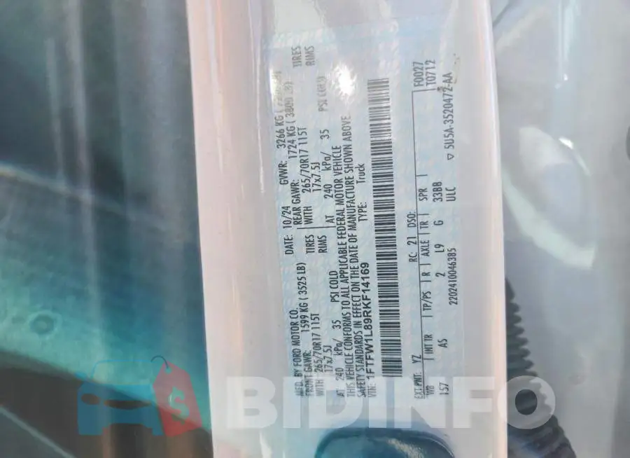 1FTFW1L89RKF14169 Photo# 12