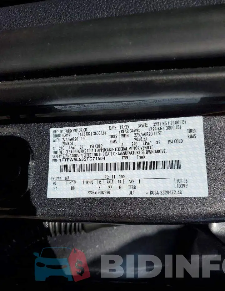 1FTFW5L53SFC71504 Photo# 13