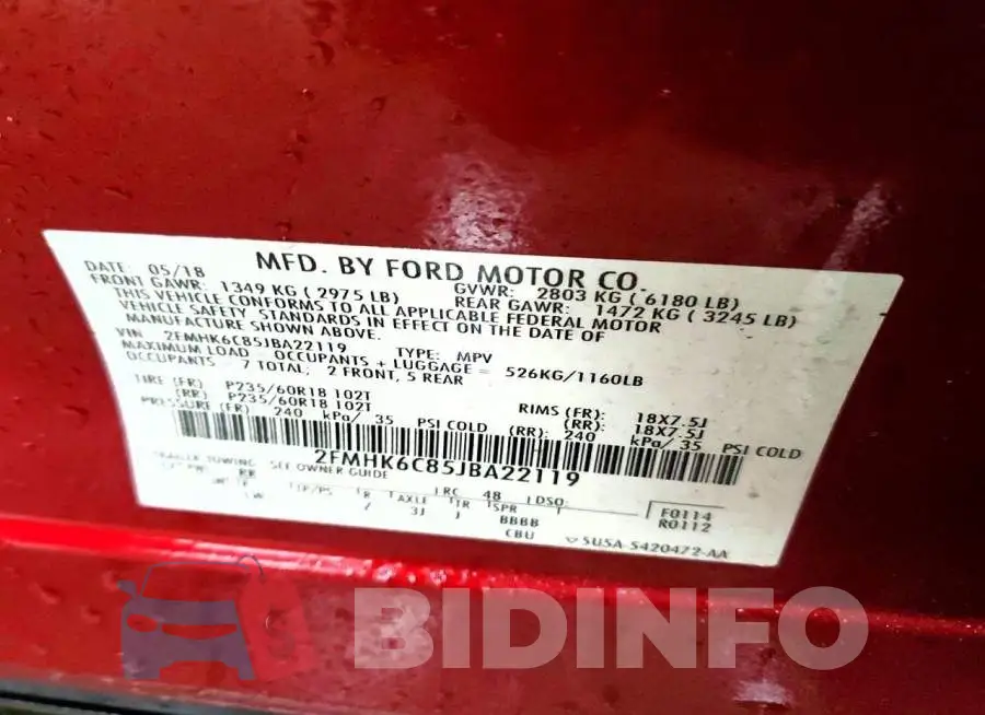 2FMHK6C85JBA22119 Photo# 14