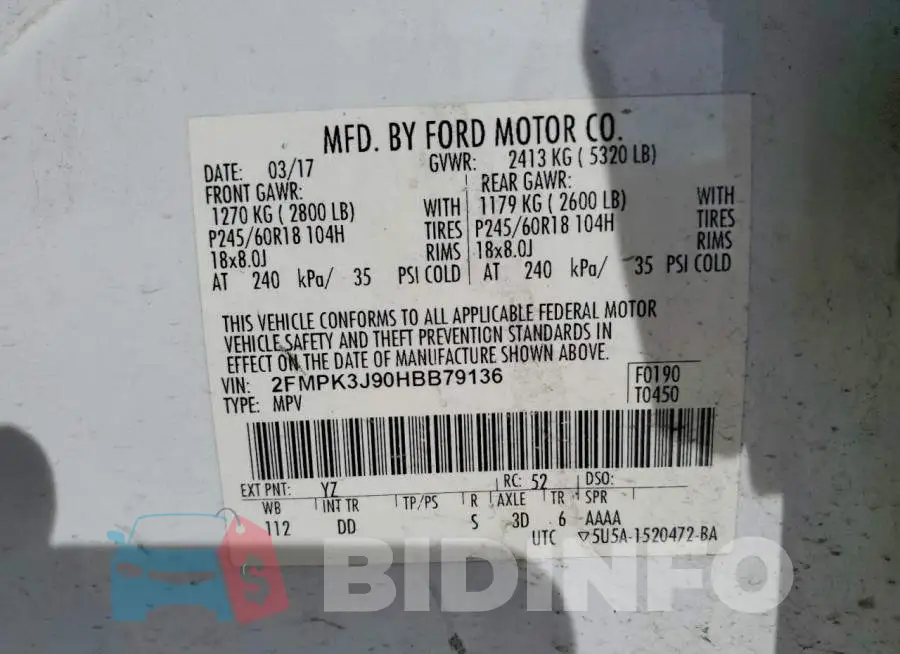 2FMPK3J90HBB79136 Photo# 13