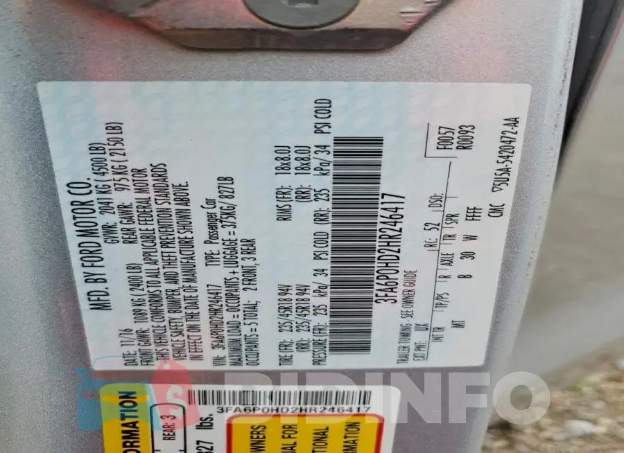 3FA6P0HD2HR246417 Photo# 12