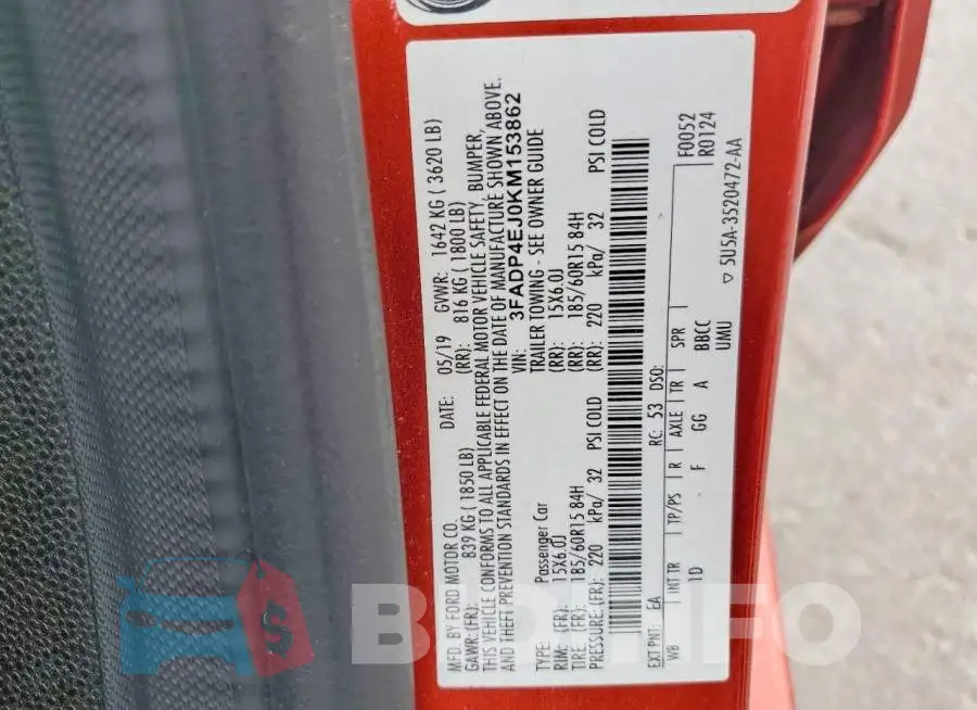 3FADP4EJ0KM153862 Photo# 12