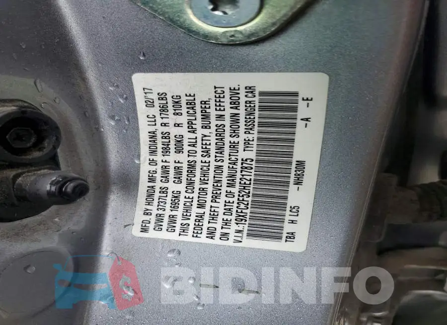 19XFC2F52HE217875 Photo# 12