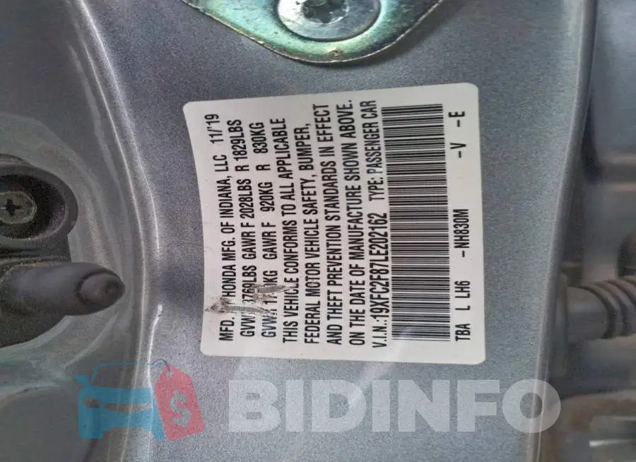19XFC2F87LE202162 Photo# 12