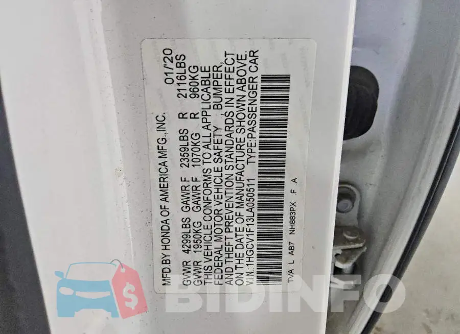 1HGCV1F13LA050511 Photo# 12