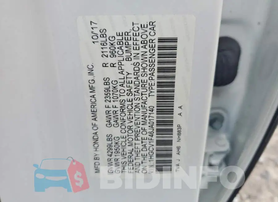 1HGCV1F46JA017140 Photo# 12