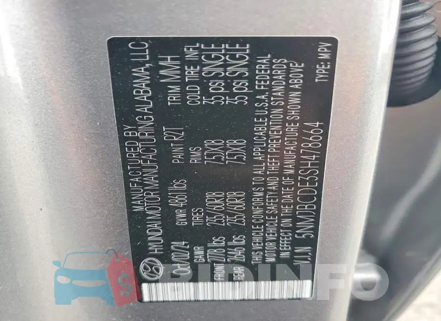 5NMJBCDE3SH478664 Photo# 13