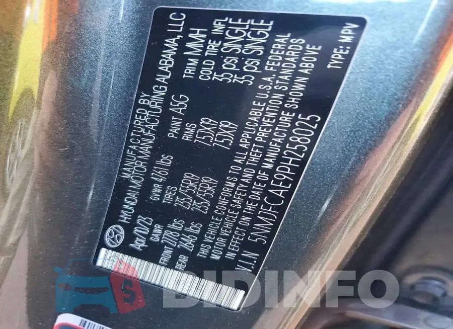 5NMJFCAE9PH258025 Photo# 14