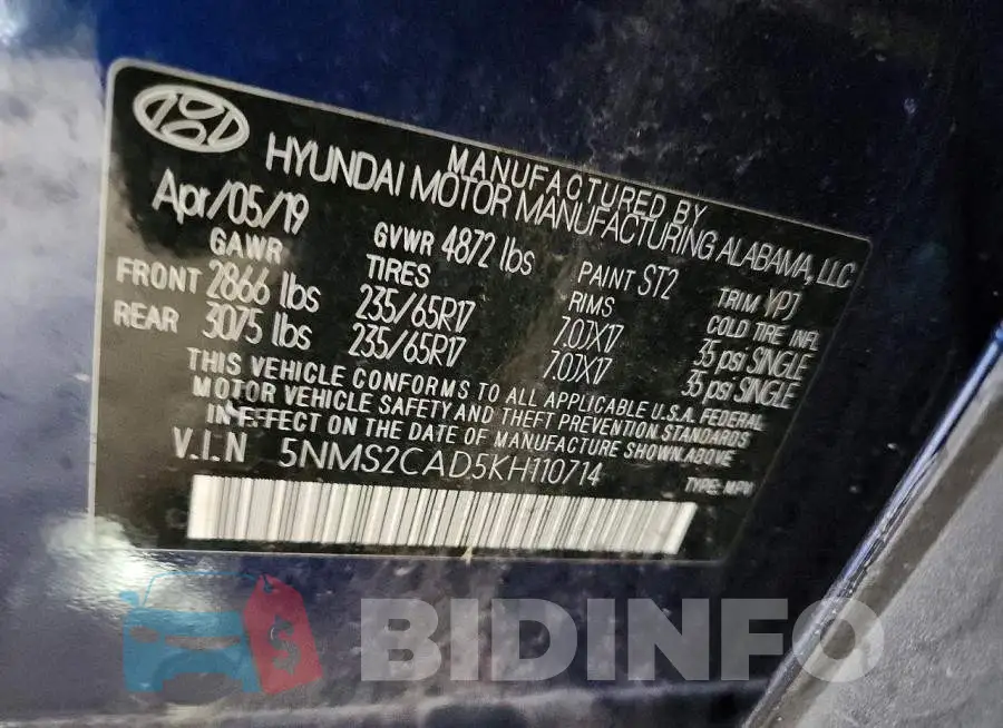 5NMS2CAD5KH110714 Photo# 13