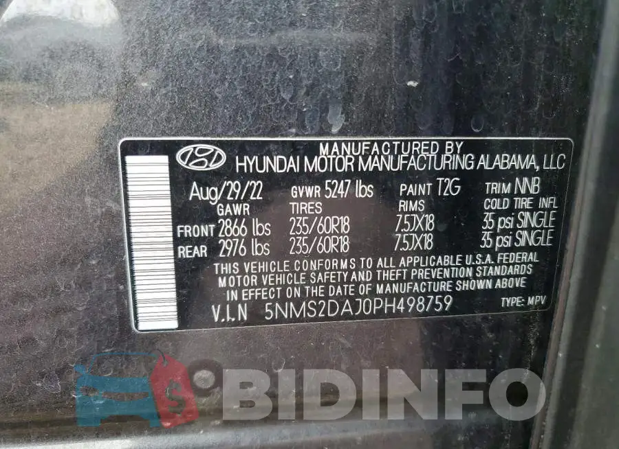 5NMS2DAJ0PH498759 Photo# 12