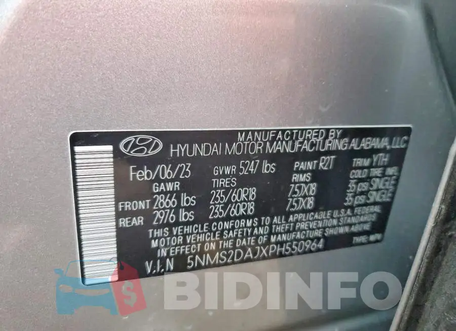 5NMS2DAJXPH550964 Photo# 13