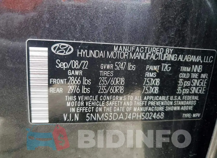 5NMS3DAJ4PH502468 Photo# 14
