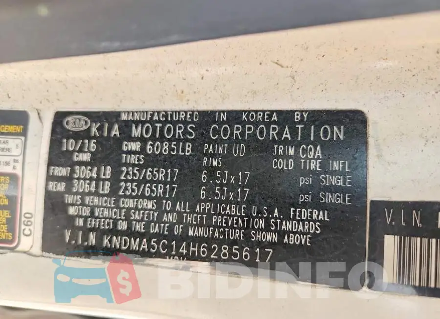 KNDMA5C14H6285617 Photo# 13
