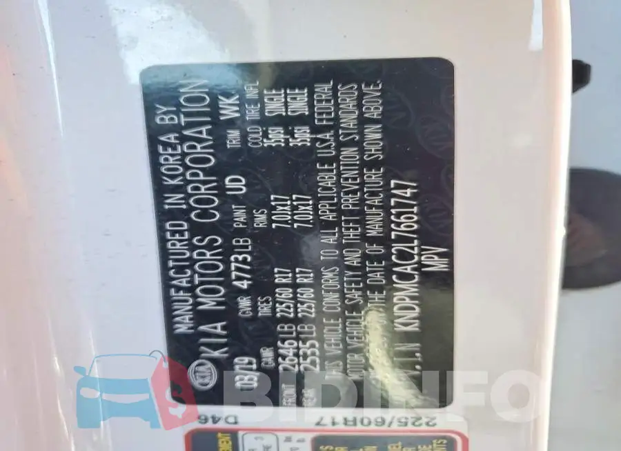 KNDPMCAC2L7661747 Photo# 14