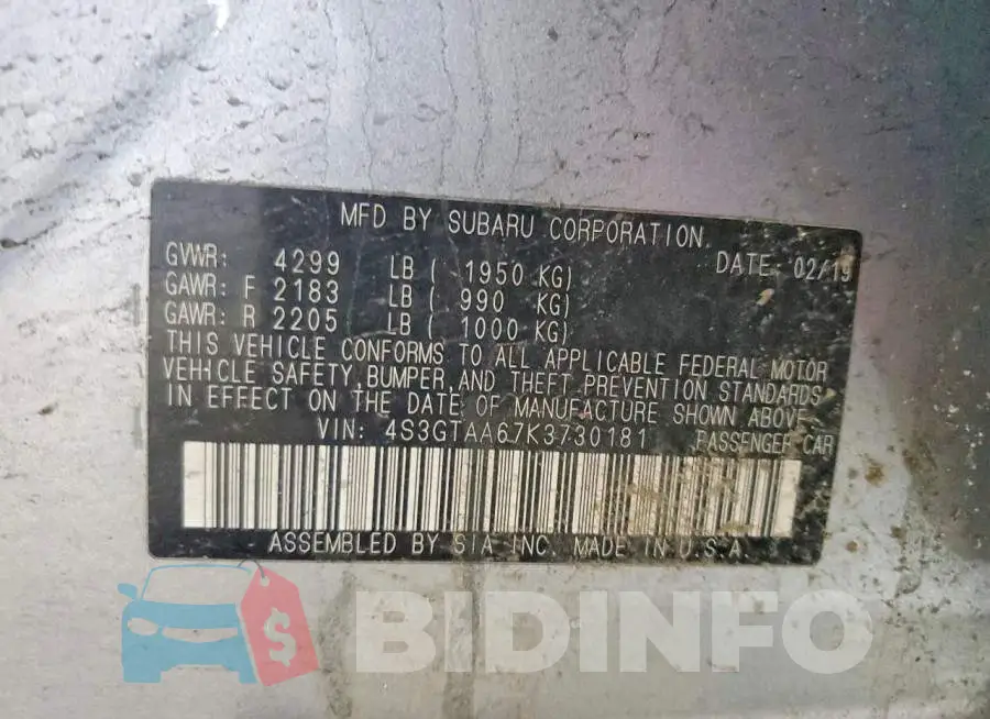 4S3GTAA67K3730181 Photo# 12