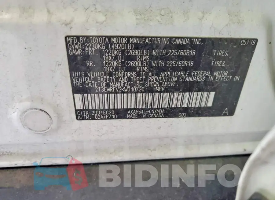 2T3EWRFV2KW010720 Photo# 13