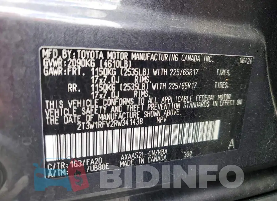 2T3W1RFV2RW341438 Photo# 13