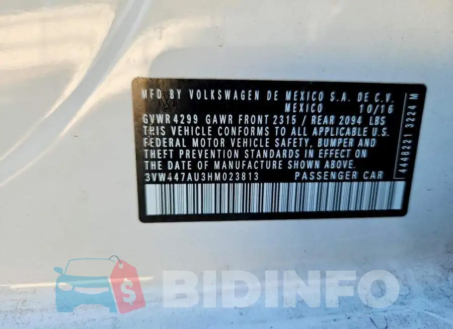 3VW447AU3HM023813 Photo# 14