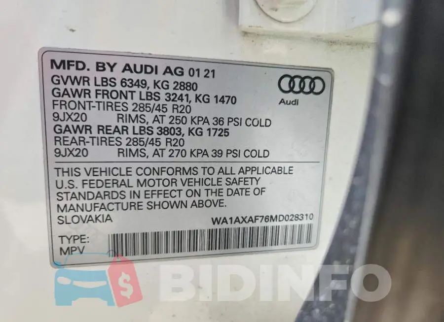 WA1AXAF76MD028310 Photo# 13