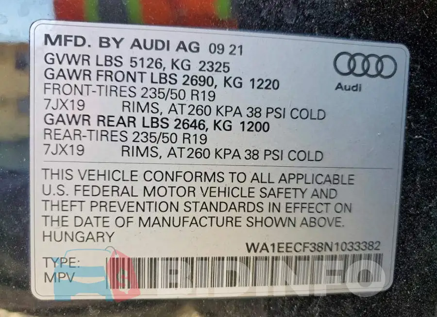 WA1EECF38N1033382 Photo# 13