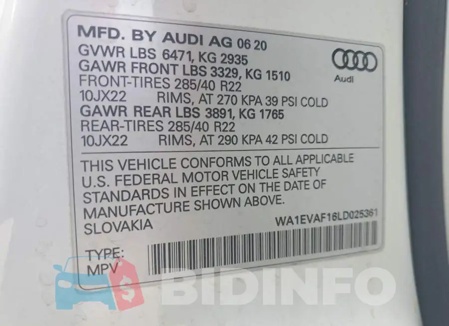 WA1EVAF16LD025361 Photo# 13